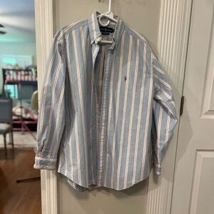 Ralph Lauren Blue and White Casual Button Down Shirt